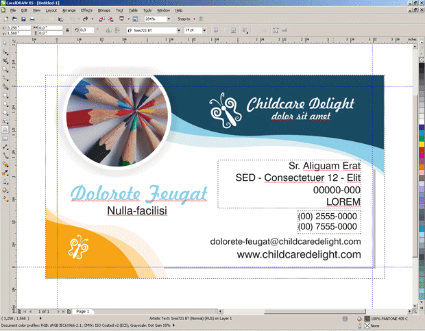 Шаблон визитки из библиотеки CorelDRAW