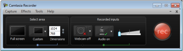 Окно Camtasia Recorder