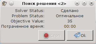 Результат решения