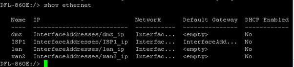 Отображение изменений Ethernet-интерфейса в устройстве через консольное подключение 