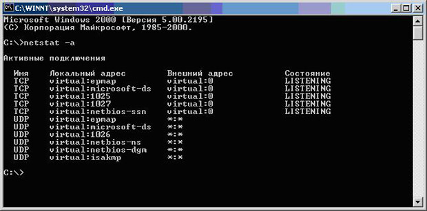 Команда netstat -a