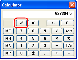 Кнопка завершения диалога TCalculatorDialog