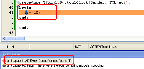 Найденная компилятором синтаксическая ошибка - нет объявления переменной i