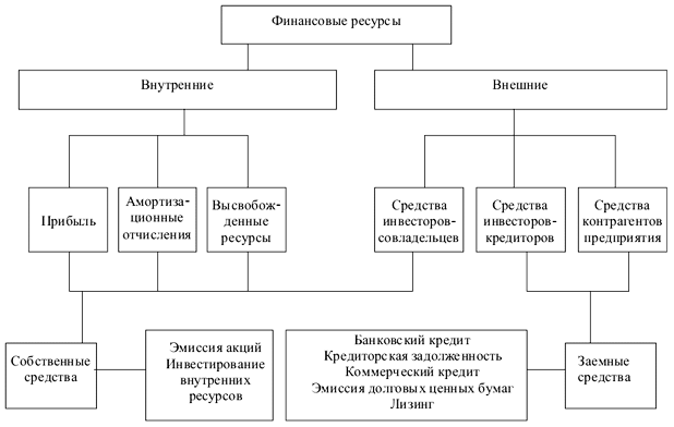 Рис. 6.1. Состав финансовых ресурсов организации