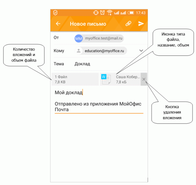 Письмо (электронное сообщение) с вложением