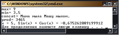 Результаты работы с универсальными делегатами