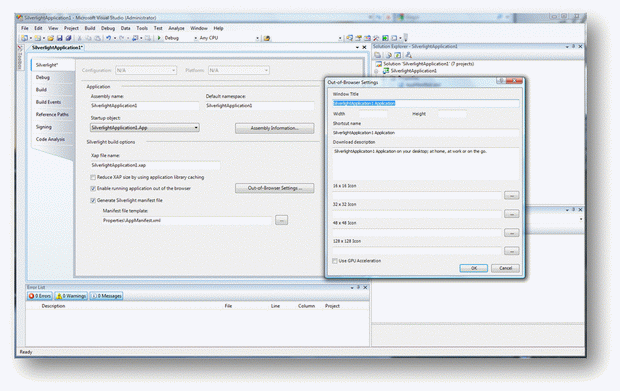 Создание Silverlight приложения с поддержкой внебраузерной работы