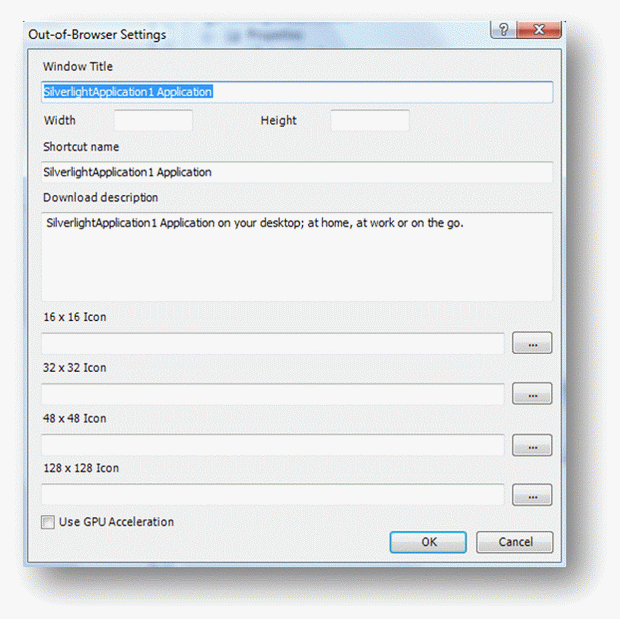 Создание Silverlight приложения с поддержкой внебраузерной работы. Параметры приложения