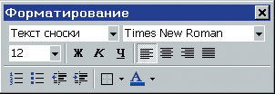 Панель инструментов "Форматирование" программы Microsoft Word (см. лекцию 4 курса "Основы работы в Microsoft Word" п. "Оформление текста с помощью панели "Форматирование"