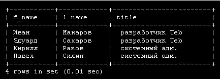 Поиск сотрудников, которые являются разработчиками Web или системными администраторами