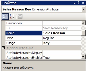  Свойства атрибута "Sales Reason Key"