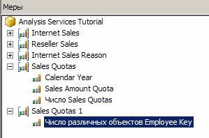  Измерение "Число различных объектов EmployeeKey"