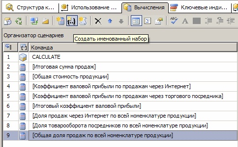  Кнопка "Создать именованный набор" на панели инструментов