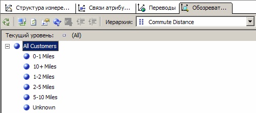  Элементы иерархии атрибута "Commute Distance"