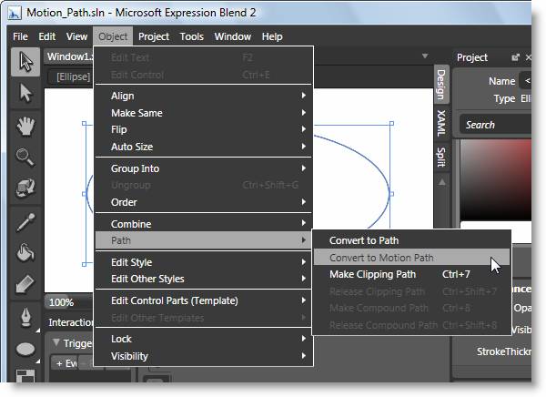 Пункт главного меню "Object \ Path \ Convert to Motion Path".