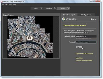 Аутентификация в Deep Zoom Composer с помощью Windows Live ID 