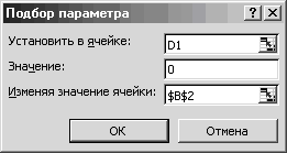 Технология подбора параметра для заданного значения функции