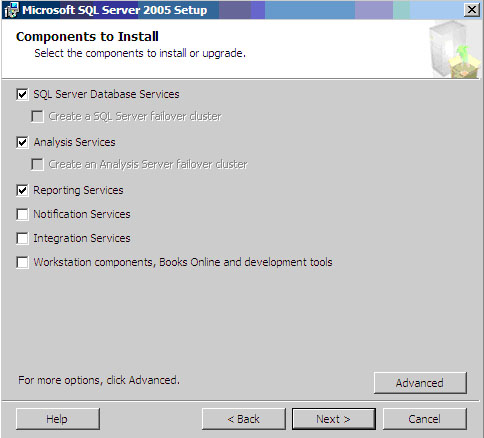 SQL Server Components to install