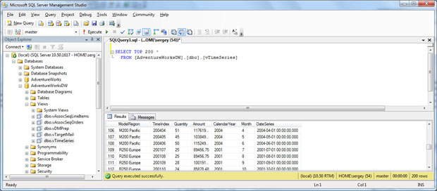 Данные из представления vTimeSeriesбазы AdventureWorks DW