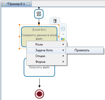 Вызов привязки задачи