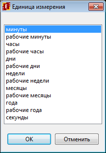 Выбор единицы измерения