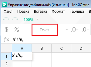  Вид данных в формате Текст 