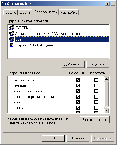 Всем пользователям даны все права
