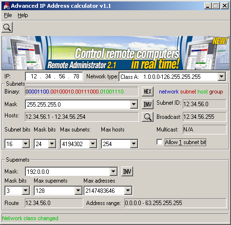 Advanced IP Address calculator