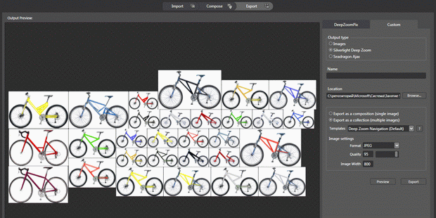 Экспорт проекта в Deep Zoom Composer