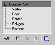 Режимы редактирования подобъектов Editable Poly (Редактируемая полигональная поверхность)