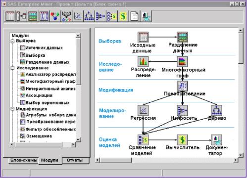 Главное окно SAS Enterprise Miner