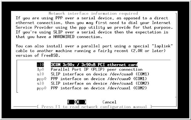 Network setup menu