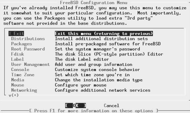 Configuration menu