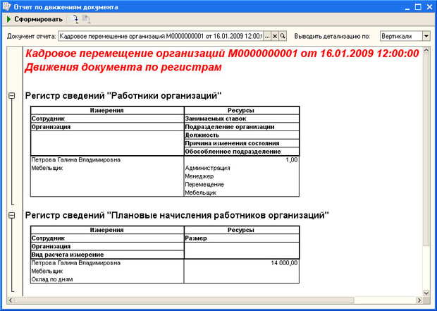 Движения по регистрам при кадровом перемещении