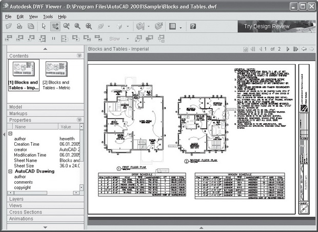 Окно программы Autodesk DWF Viewer