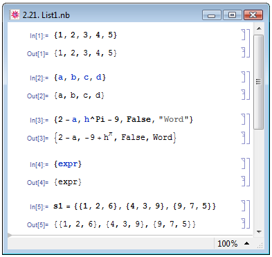 Списки в Mathematica