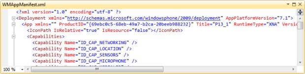 Фрагмент файла WMAppManifest.xml