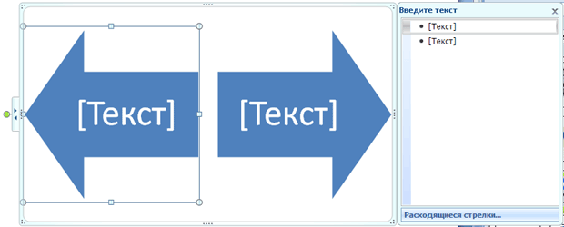 Объект SmartArt и область задач Введите текст