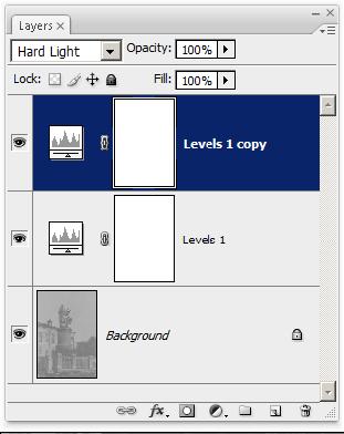 Повышение контраста наложением слоев в режиме Hard Light