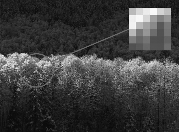 Пиксели цветного изображения при его масштабировании