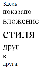 Применение вложенного оформления шрифта с помощью тегов <div>