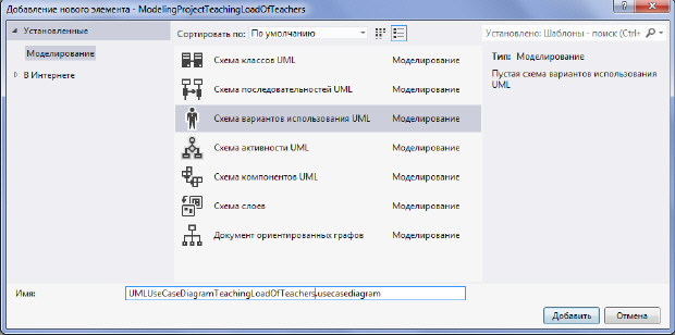 Добавление Схемы вариантов использования UML