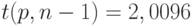 t(p, n-1) = 2,0096