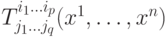 T_{j_1 \dots j_q}^{i_1 \dots i_p}(x^1, \dots , x^n) 