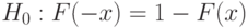 H_0:F(-x)=1-F(x)