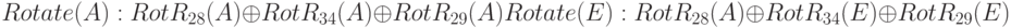 Rotate (A): RotR_{28 }(A) \oplus  RotR_{34} (A) \oplus  RotR_{29}(A) 
\\
Rotate (E): RotR_{28 }(A) \oplus  RotR_{34} (E) \oplus  RotR_{29}(E)