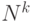 N^k
