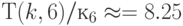 Т(k, 6)/к_6 \approx = 8.25