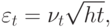\varepsilon _{t} = \nu _{t} \sqrt{ht},