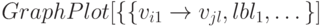 GraphPlot[\{\{ v_{i1} \to v_{jl}, lbl_1}, \dots \}]